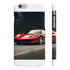 High-speed Ferrari Fury phone case in glossy red for iPhones.