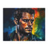 Henry Cavill watercolor puzzle featuring vibrant neon colors and iconic actor.