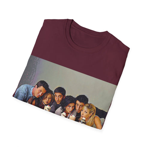 Iconic Friends Cast Tee in Charcoal, Regular Fit Cotton Crew Neck.