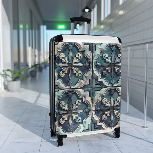 "Small black travel bag with Artisan Tiles pattern"