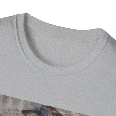 Charcoal 90s grunge t-shirt with distressed design and crew neck