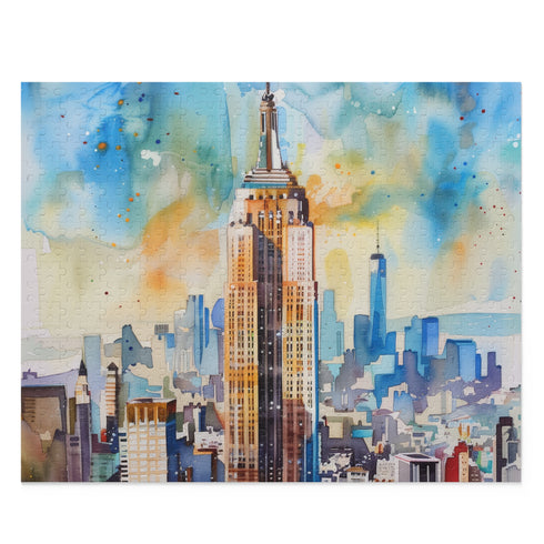Empire State Watercolor Jigsaw | Puzzle | Back-to-School, Fall Picks, Games, Holiday Picks, Home & Living, Puzzles, TikTok, Valentines Day, Valentines Day Picks | Prints with Passion