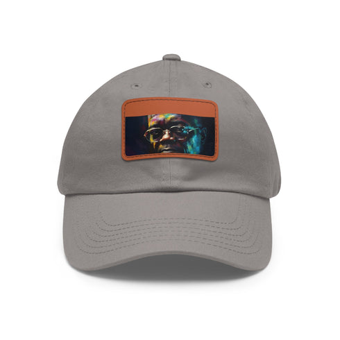 Neon watercolor baseball cap with light brown patch, rectangle shape.