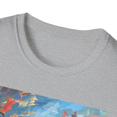 Charcoal cotton T-shirt with Boracay sunset graphic in regular fit style