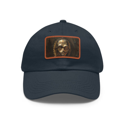 Galactic Gold Protocol Droid Baseball Cap in White with Light Brown Patch