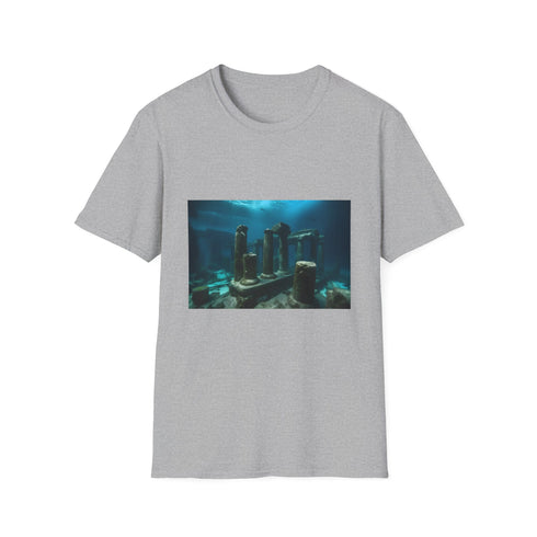 Charcoal cotton T-shirt featuring sunken civilization graphic in regular fit