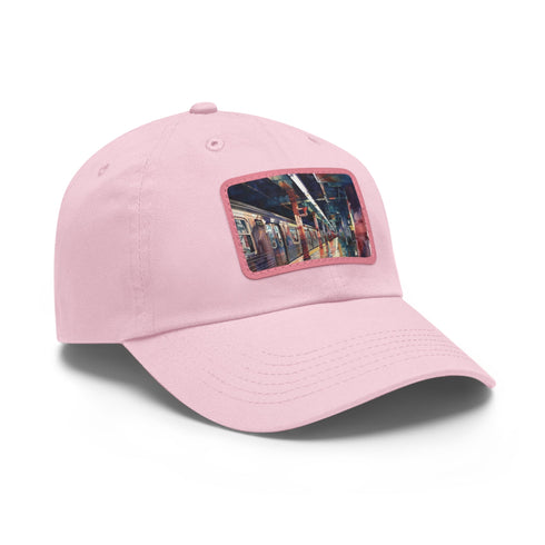 Vibrant watercolor New York City subway map baseball cap in white.