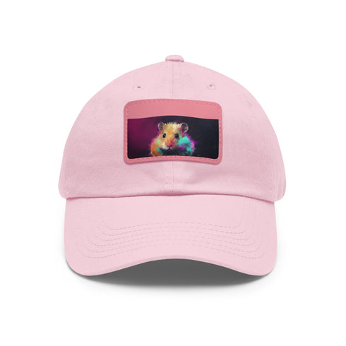 Vibrant neon hamster baseball cap with cute watercolor design.