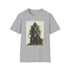Charcoal Doctor Doom T-shirt with green armor graphic in crew neck style