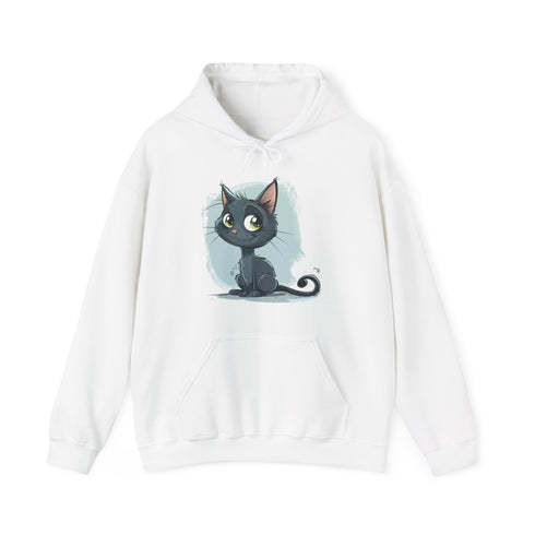 Playful navy hoodie with cute cartoon cat design for ultimate comfort.