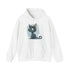 Playful navy hoodie with cute cartoon cat design for ultimate comfort.