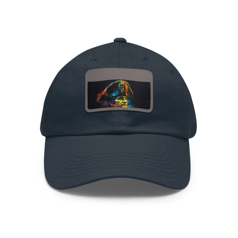 Neon watercolor baseball cap with light brown patch - unisex hat