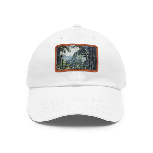 Congo Rainforest Watercolor Cap - White with Light Brown Rectangle Patch