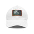 Rainforest watercolor hat in white with light brown patch.