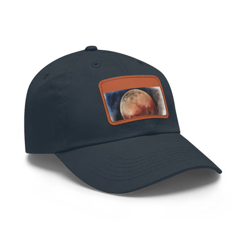 Mars watercolor baseball cap with light brown patch and rectangle design.