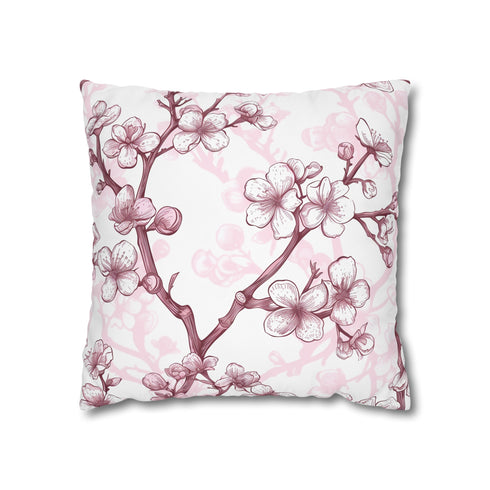 Serene Pink & White Cherry Blossom Pillowcase for a Tranquil Bedroom Oasis