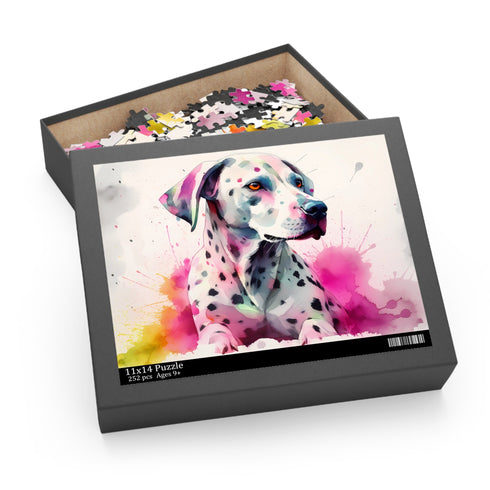Playful Dalmatian trio jigsaw puzzle, 10" x 8", 120 pieces.