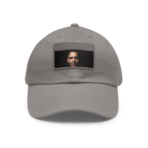 Barack Obama edition white baseball cap with light brown logo.