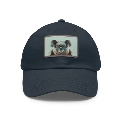 White cotton cool cat baseball cap with light brown rectangle patch.