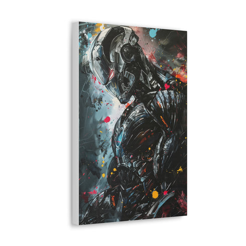Ultron Marvel Avengers canvas print, metallic hues, dynamic composition, chilling presence.