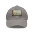 Watercolor cotton baseball cap with Buckingham Palace design, white/light brown.