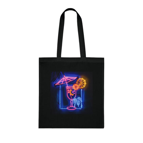 Vibrant neon cocktail tote bag, perfect for fun nights out.