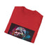 Charcoal cotton crew neck T-shirt with vibrant neon watercolor graphic