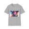 Charcoal cotton crew neck T-shirt featuring vibrant watercolor neon design