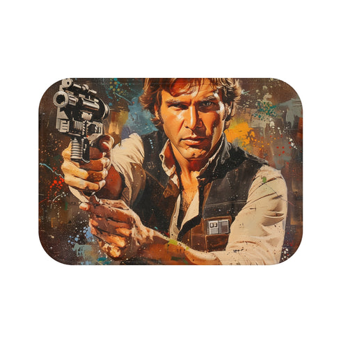 Iconic Han Solo bath mat, perfect for Star Wars fans' bathrooms.