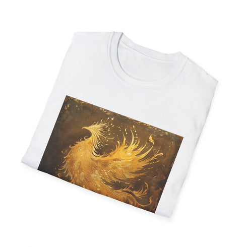Mythical phoenix rising from charcoal cotton t-shirt - men's size small.
