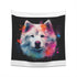 Snowy Smiles: Samoyed Tapestry - Heartwarming design capturing the joy of a fluffy white Samoyed, perfect for dog lovers and gifts, high-quality material, available in two sizes | Prints with Passion