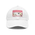 White cotton baseball cap with botanical x-ray blossom design.