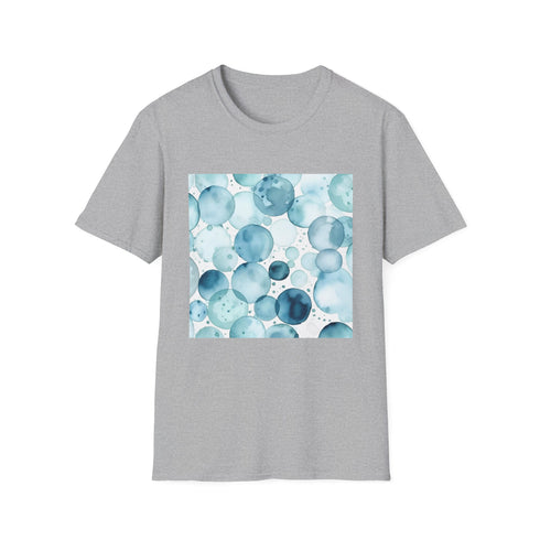 Hypnotic azure eyes charcoal T-shirt with ice blue watercolor pattern
