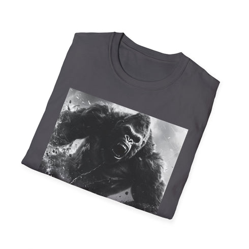 Charcoal crew neck King Kong T-shirt with bold urban jungle design