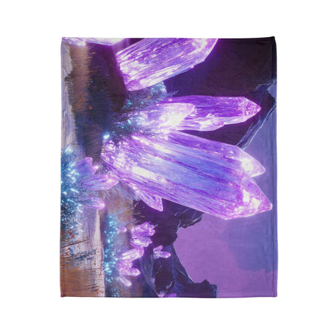 Neon Crystals Blooming in Wasteland Plush Fleece Throw Blanket