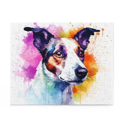 Charming 10x8 Jack Russell Terrier jigsaw puzzle for dog lovers.
