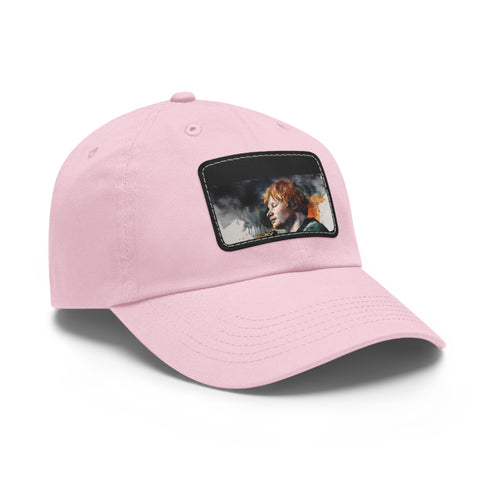 Ed Sheeran Watercolor Baseball Cap, White with Light Brown Patch