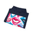 Colorful Jonathan Adler lips pattern hoodie in navy, regular fit style
