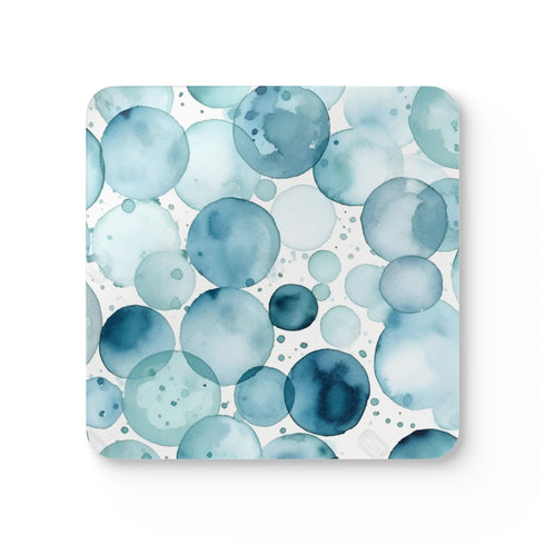 Square Ocean Blue Eyes Corkwood Coasters, kitchen accessories, summer picks.