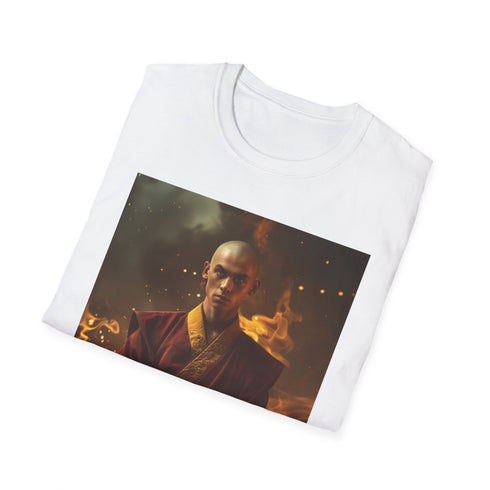 Charcoal cotton T-shirt with Avatar-inspired vibrant elemental design
