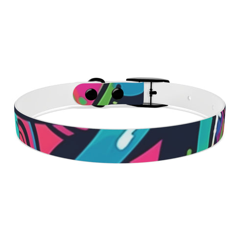 Neon graffiti dog collar in medium black onyx variant.