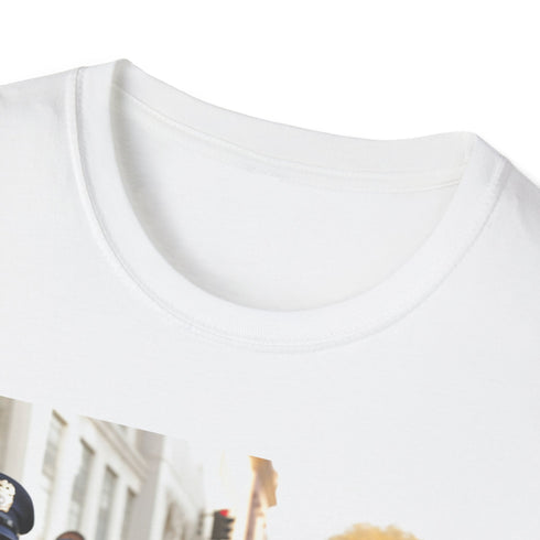 Charcoal crew neck cotton tee with vibrant Joe Biden watercolor artwork