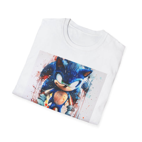 Charcoal cotton t-shirt with vibrant Sonic watercolor graphic and crew neck