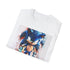Charcoal cotton t-shirt with vibrant Sonic watercolor graphic and crew neck