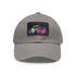 Neon watercolor splash baseball cap - white/light brown patch, rectangle shape