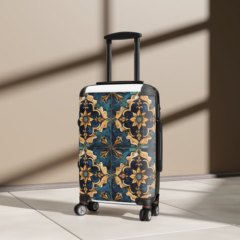 Small black Wanderlust Artisan Tile Pattern Collection travel bag.