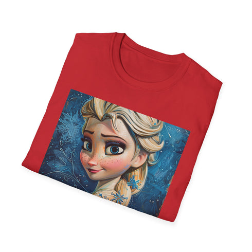 Cotton charcoal T-shirt with vibrant Elsa Frozen painting in regular fit