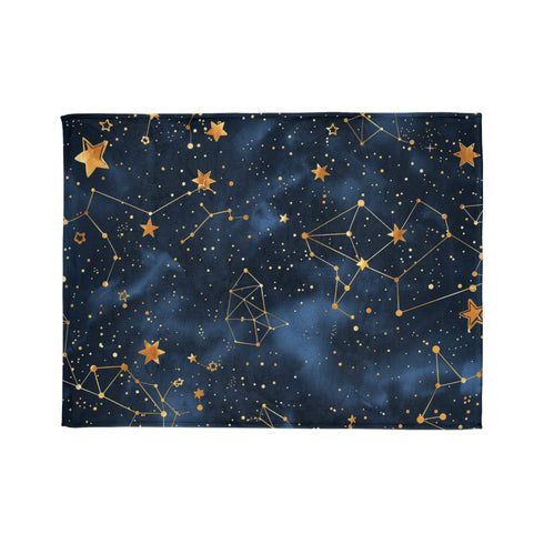 Cozy Starry Night Sky Sublimation Blanket with Constellation Stars Pattern.