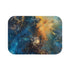 Colorful cosmic burst bath mat with swirling galaxy design for home decor.