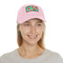 Watermelon Hawaiian print baseball cap in white with light brown patch.